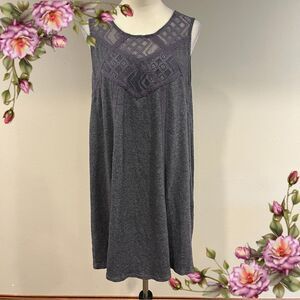 L Love Gray Sleeveless a-lined Striped‎ mini dress size large